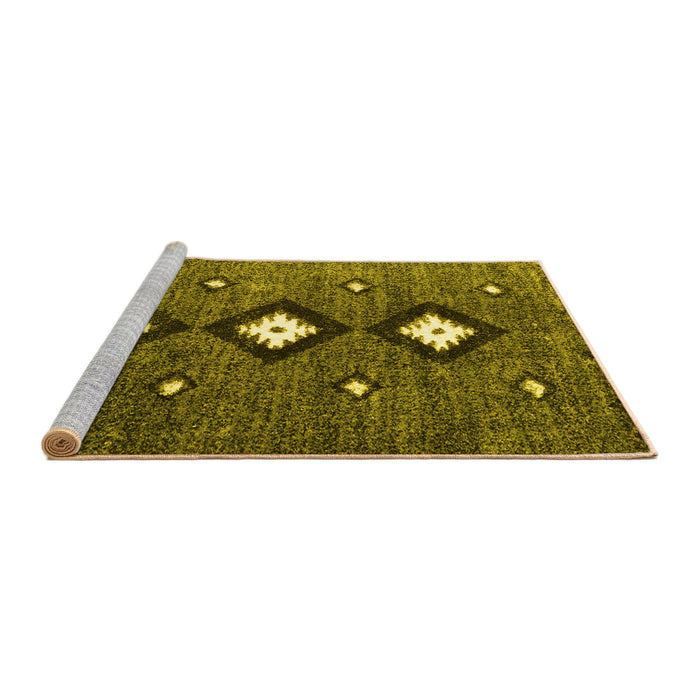 Sideview of Machine Washable Abstract Yellow Contemporary Rug, wshcon3064yw