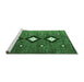 Sideview of Machine Washable Abstract Emerald Green Contemporary Area Rugs, wshcon3064emgrn