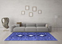 Machine Washable Abstract Blue Contemporary Rug, wshcon3064blu