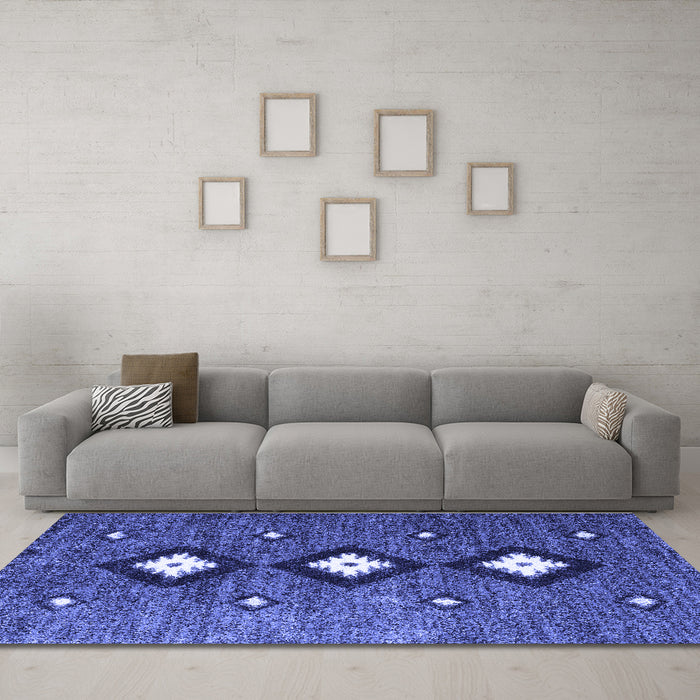 Machine Washable Abstract Blue Contemporary Rug in a Living Room, wshcon3064blu