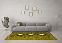 Machine Washable Abstract Yellow Contemporary Rug, wshcon3064yw