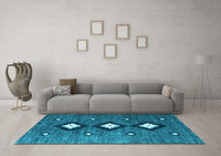 Machine Washable Abstract Light Blue Contemporary Rug, wshcon3064lblu