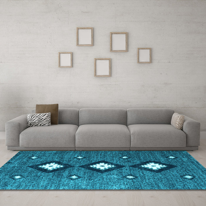 Machine Washable Abstract Light Blue Contemporary Rug in a Living Room, wshcon3064lblu