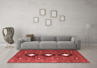 Machine Washable Abstract Red Contemporary Rug, wshcon3064red