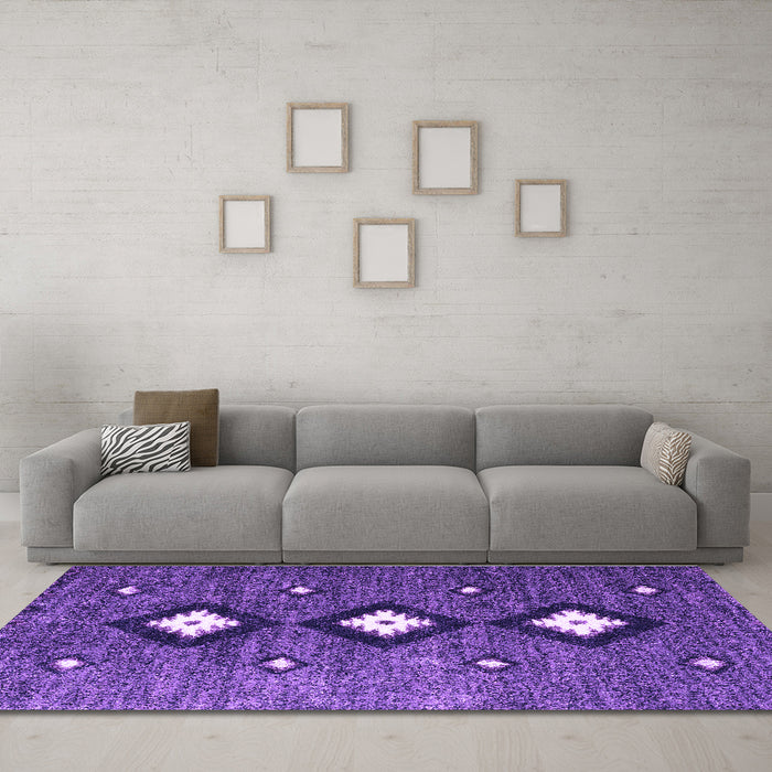 Machine Washable Abstract Purple Contemporary Area Rugs in a Living Room, wshcon3064pur