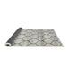 Thickness of Contemporary Dark Gray Trellis Rug, con3065