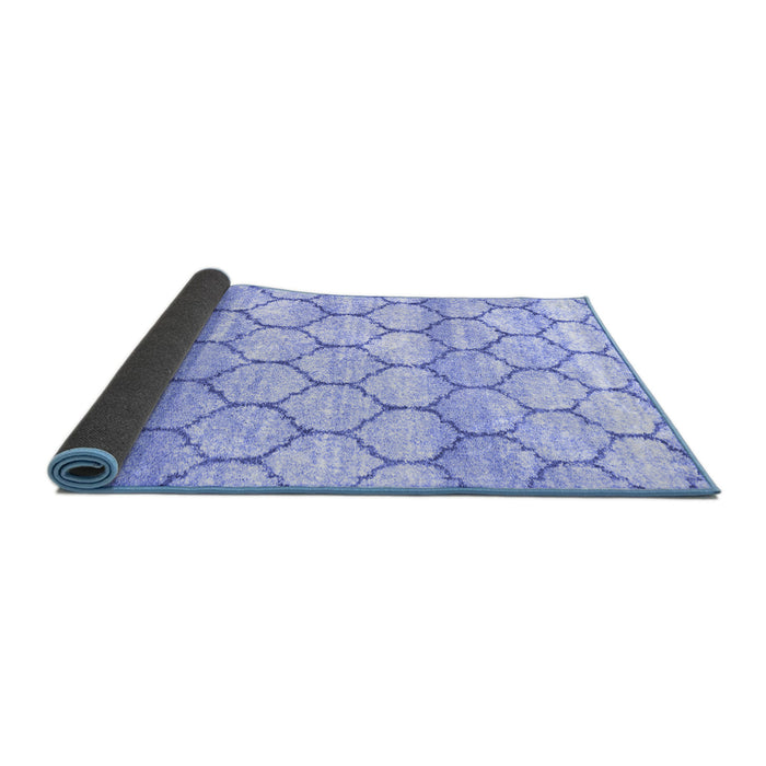 Sideview of Trellis Blue Modern Rug, con3065blu