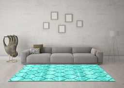 Trellis Turquoise Modern Area Rugs in a Living Room,, wshcon3065turq