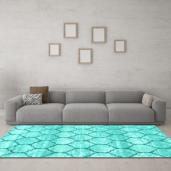 Trellis Turquoise Modern Area Rugs in a Living Room,, wshcon3065turq