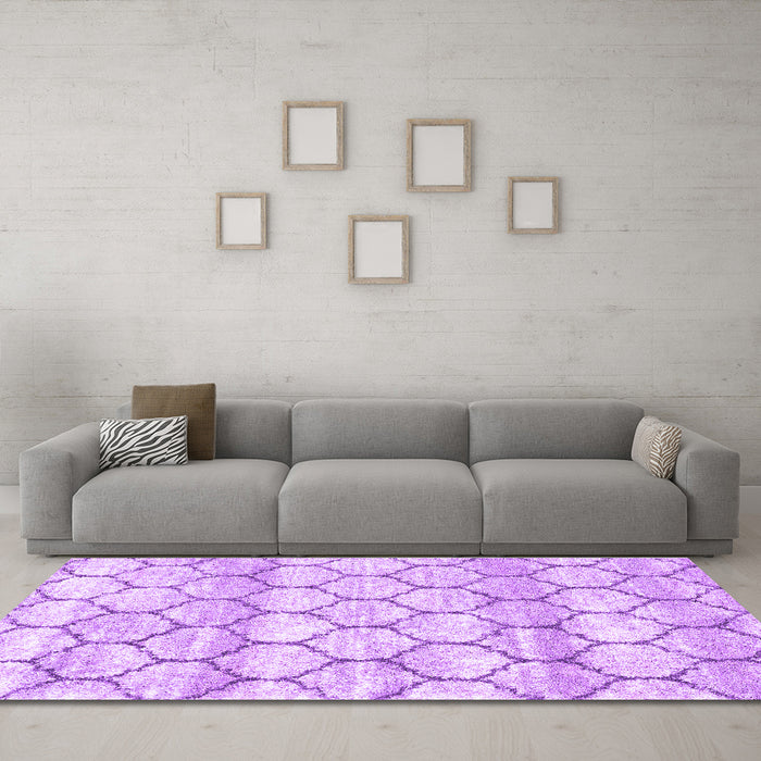 Trellis Purple Modern Area Rugs in a Living Room, wshcon3065pur