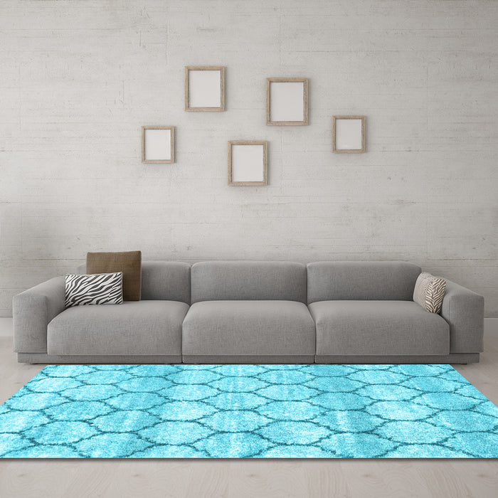 Trellis Light Blue Modern Rug in a Living Room, wshcon3065lblu