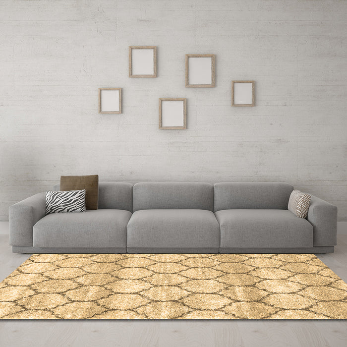 Trellis Brown Modern Rug in a Living Room,, wshcon3065brn