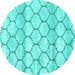 Round Trellis Turquoise Modern Rug, con3065turq