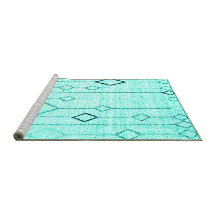 Sideview of Machine Washable Solid Turquoise Modern Area Rugs, wshcon3066turq