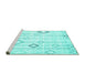 Sideview of Machine Washable Solid Turquoise Modern Area Rugs, wshcon3066turq