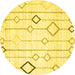 Round Solid Yellow Modern Rug, con3066yw