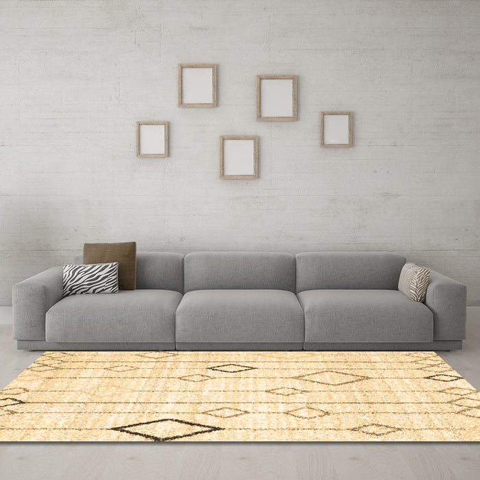 Machine Washable Solid Brown Modern Rug in a Living Room,, wshcon3066brn