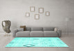 Machine Washable Solid Turquoise Modern Area Rugs in a Living Room,, wshcon3066turq