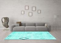 Machine Washable Solid Turquoise Modern Rug, wshcon3066turq