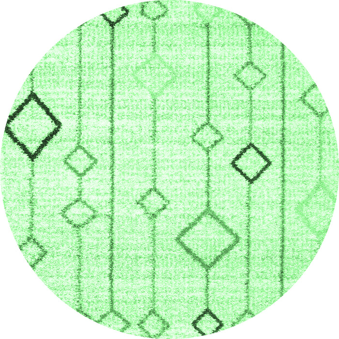 Round Machine Washable Solid Emerald Green Modern Area Rugs, wshcon3066emgrn
