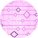 Round Machine Washable Solid Pink Modern Rug, wshcon3066pnk