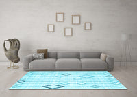 Machine Washable Solid Light Blue Modern Rug, wshcon3066lblu