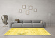 Machine Washable Solid Yellow Modern Rug in a Living Room, wshcon3066yw