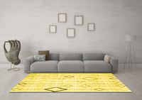 Machine Washable Solid Yellow Modern Rug, wshcon3066yw