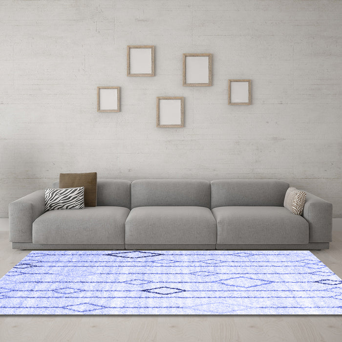 Machine Washable Solid Blue Modern Rug in a Living Room, wshcon3067blu