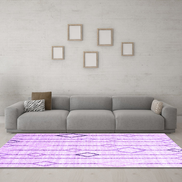 Machine Washable Solid Purple Modern Area Rugs in a Living Room, wshcon3067pur