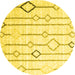 Round Machine Washable Solid Yellow Modern Rug, wshcon3067yw