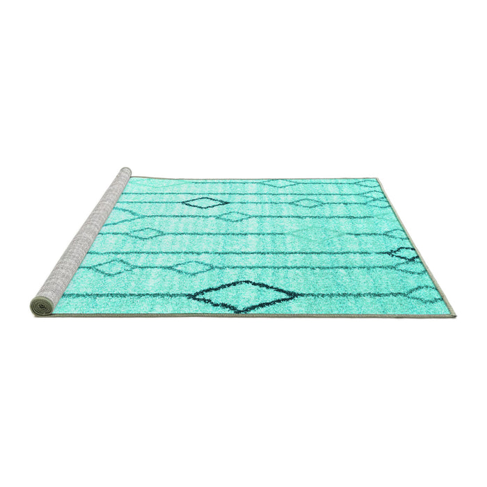 Sideview of Machine Washable Solid Turquoise Modern Area Rugs, wshcon3067turq