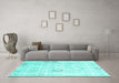 Machine Washable Solid Turquoise Modern Area Rugs in a Living Room,, wshcon3067turq