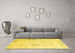 Machine Washable Solid Yellow Modern Rug in a Living Room, wshcon3067yw
