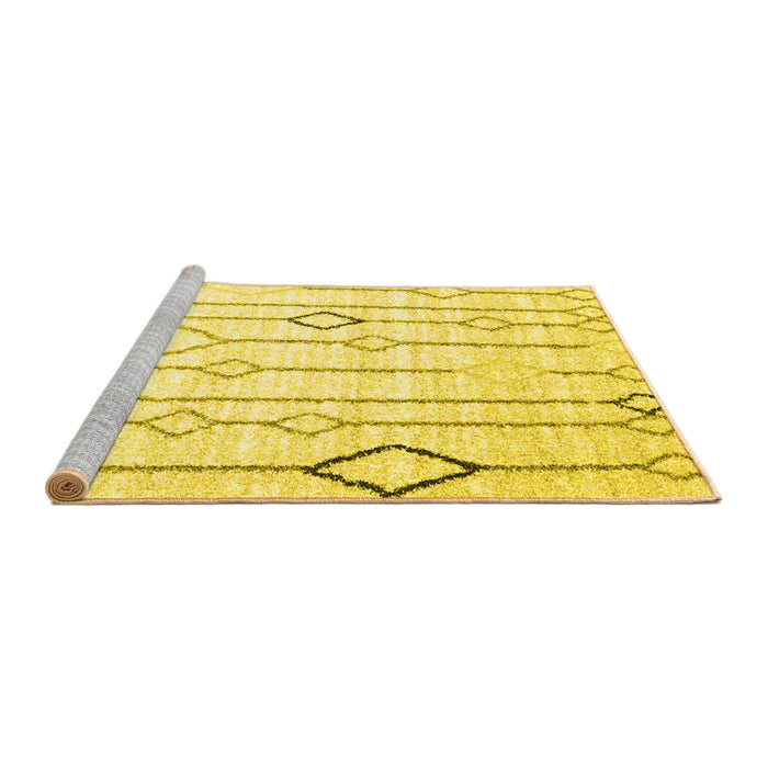 Sideview of Machine Washable Solid Yellow Modern Rug, wshcon3067yw
