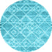 Round Abstract Light Blue Contemporary Rug, con3068lblu