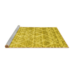 Sideview of Machine Washable Abstract Yellow Contemporary Rug, wshcon3068yw