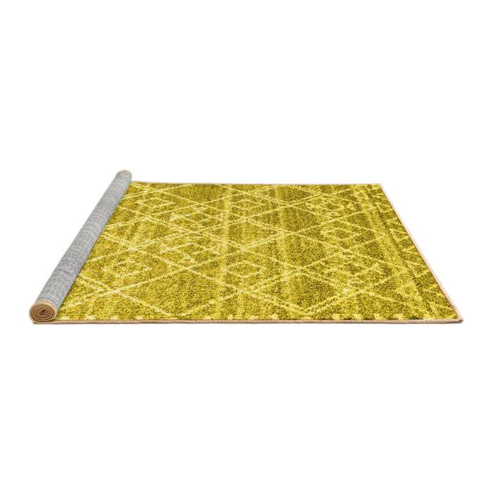 Sideview of Machine Washable Abstract Yellow Contemporary Rug, wshcon3068yw