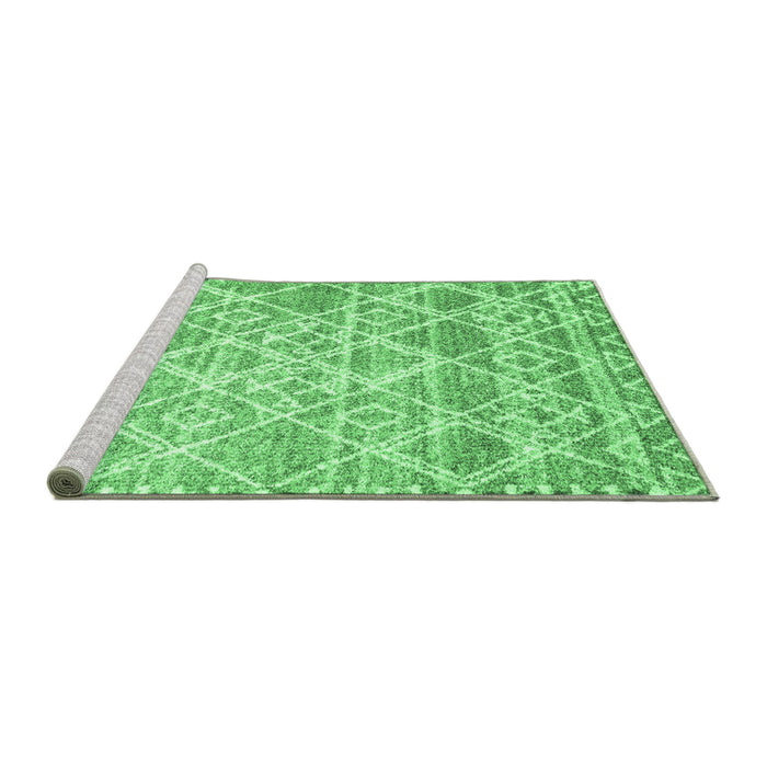 Sideview of Machine Washable Abstract Emerald Green Contemporary Area Rugs, wshcon3068emgrn