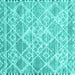 Square Abstract Turquoise Contemporary Rug, con3068turq