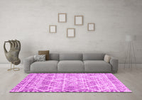 Machine Washable Abstract Pink Contemporary Rug, wshcon3068pnk