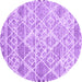 Round Machine Washable Abstract Purple Contemporary Area Rugs, wshcon3068pur