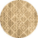 Round Abstract Brown Contemporary Rug, con3068brn