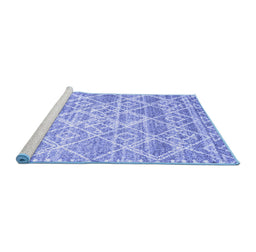 Sideview of Machine Washable Abstract Blue Contemporary Rug, wshcon3068blu