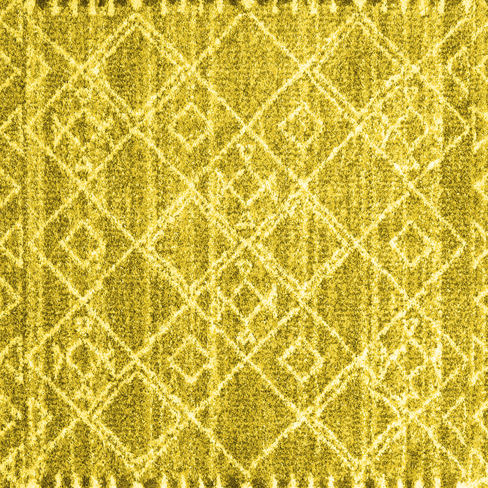 Square Machine Washable Abstract Yellow Contemporary Rug, wshcon3068yw