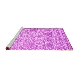 Sideview of Machine Washable Abstract Pink Contemporary Rug, wshcon3068pnk