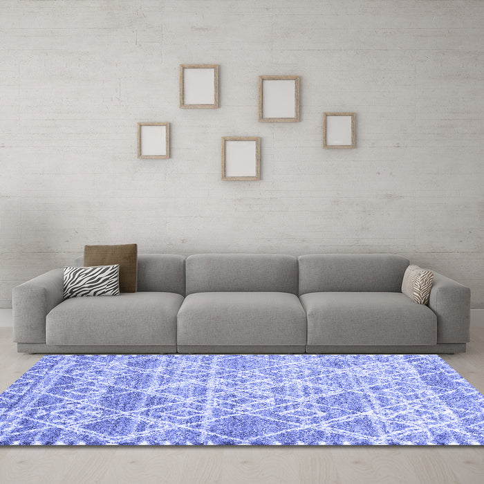 Machine Washable Abstract Blue Contemporary Rug in a Living Room, wshcon3068blu