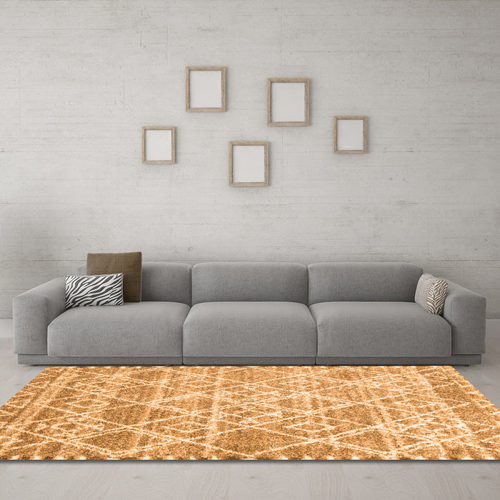 Machine Washable Abstract Orange Contemporary Area Rugs in a Living Room, wshcon3068org