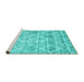 Sideview of Machine Washable Abstract Turquoise Contemporary Area Rugs, wshcon3068turq