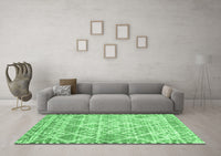 Machine Washable Abstract Emerald Green Contemporary Rug, wshcon3068emgrn